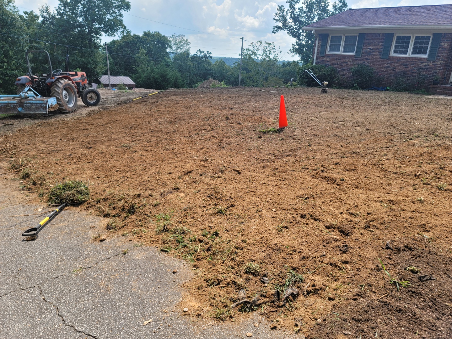 Front yard graded and prepared for new sod installation