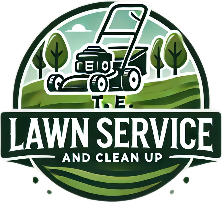 logo for T.E. Lawn Service and Clean Up